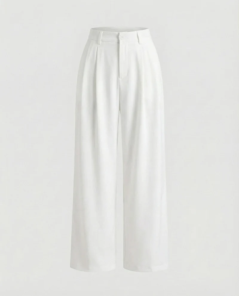 Damen hochgeschnittene Palazzo-Hose mit Bundfalten