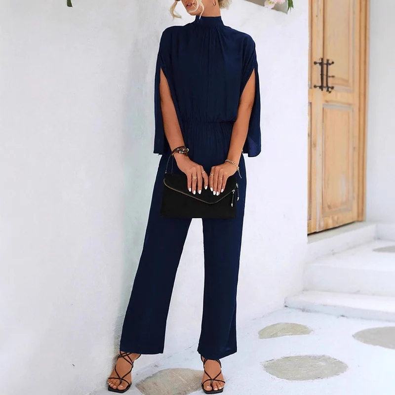 Damen eleganter Jumpsuit mit weitem Bein und Chiffon-Ärmeln Arvani