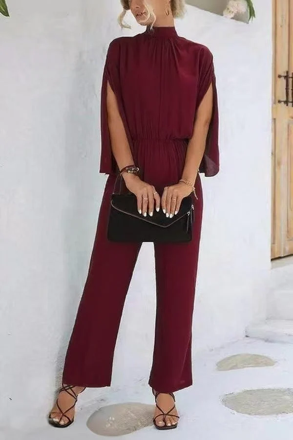 Damen eleganter Jumpsuit mit weitem Bein und Chiffon-Ärmeln Arvani