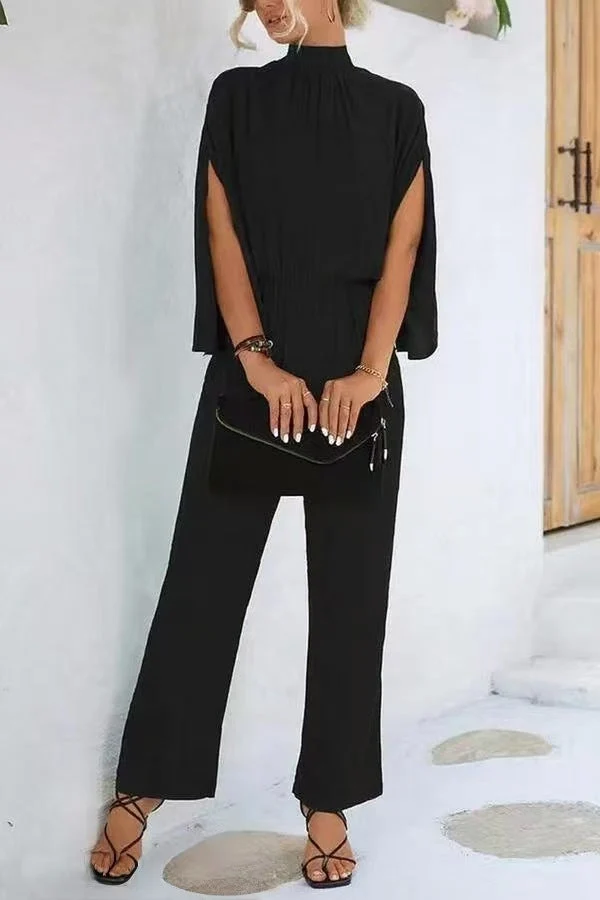 Damen eleganter Jumpsuit mit weitem Bein und Chiffon-Ärmeln Arvani
