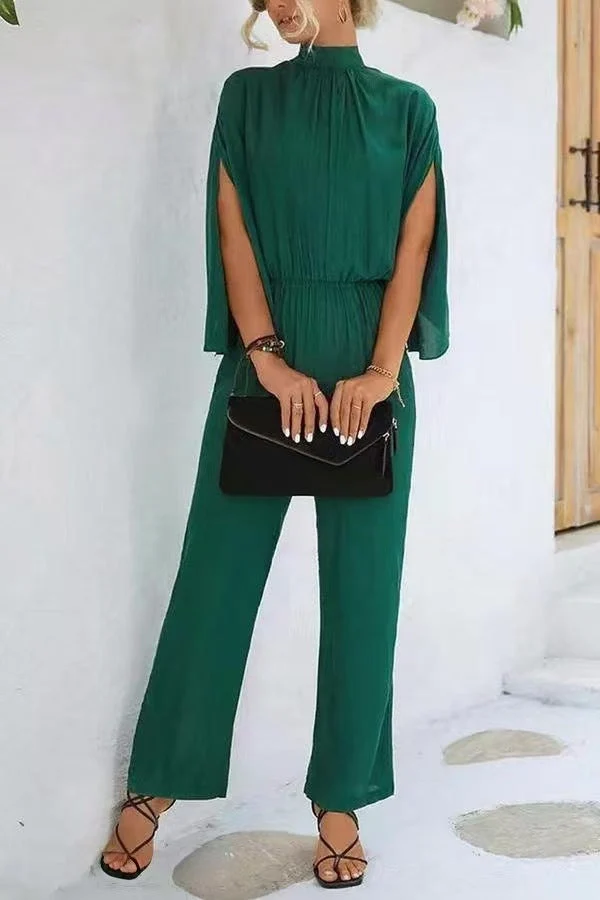 Damen eleganter Jumpsuit mit weitem Bein und Chiffon-Ärmeln Arvani