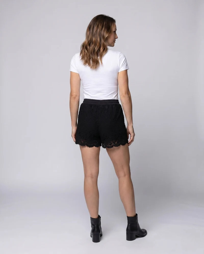 Damen luftige Häkelshorts mit verstellbarem Bund Nord Taschen