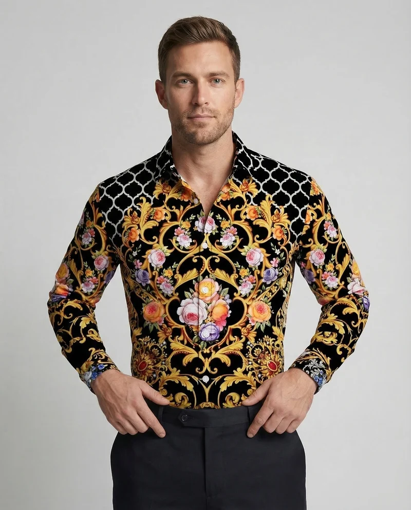 Herren Hemd Barockmuster