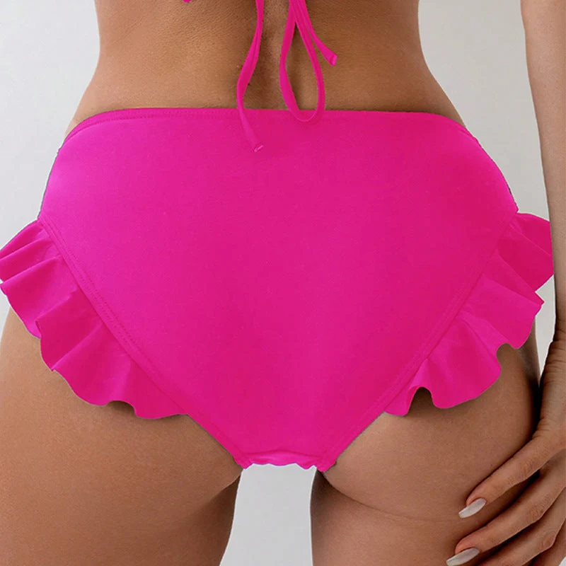 Damen Bikinihose mit verspieltem Rüschendesign und hohem Bund