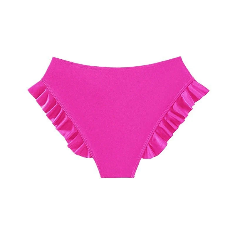 Damen Bikinihose mit verspieltem Rüschendesign und hohem Bund