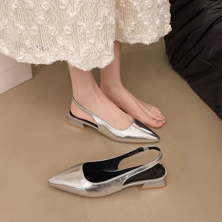 Damen Slingback Pumps aus glänzendem Material Nord Taschen
