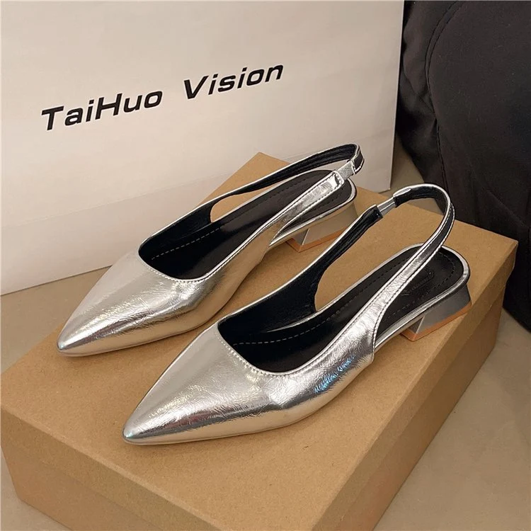 Damen Slingback Pumps aus glänzendem Material Nord Taschen
