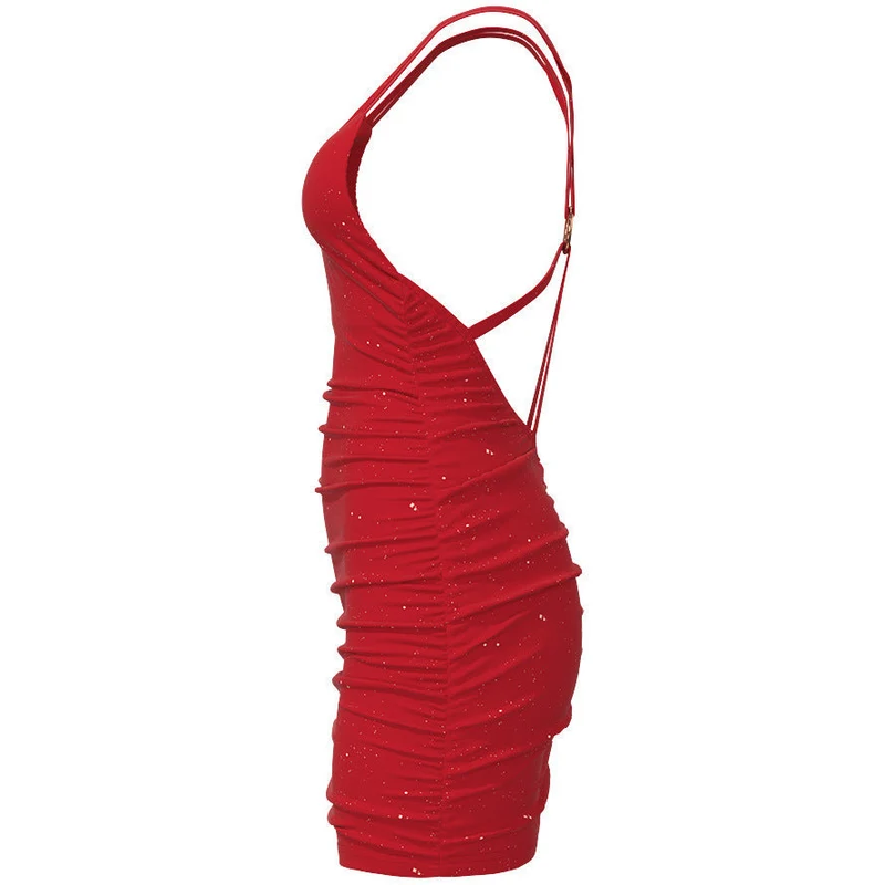 Damen figurbetontes Glitzerkleid mit Spaghettiträgern