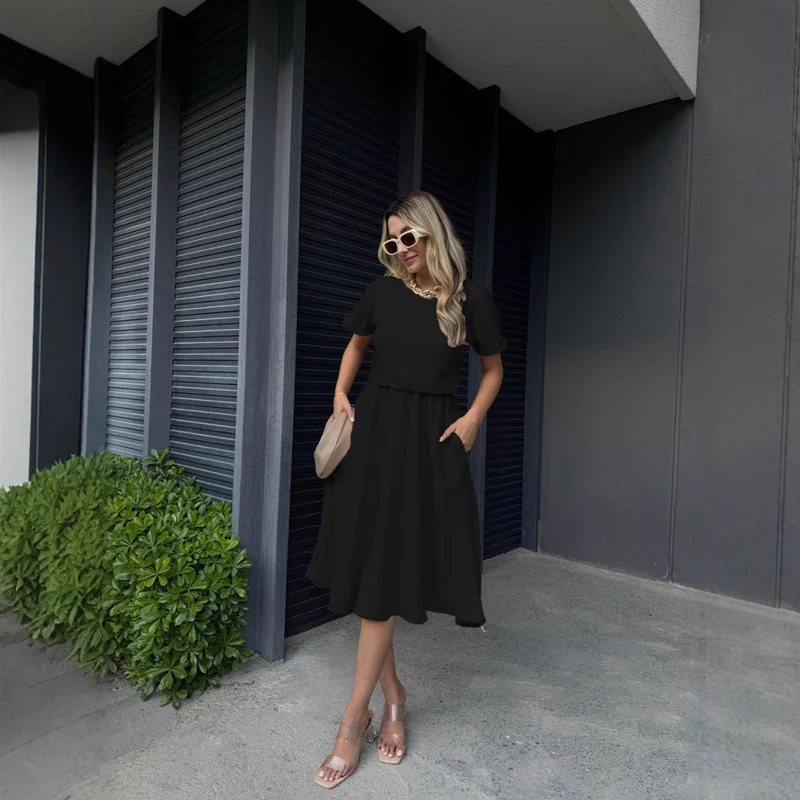 Damen Midi-Kleid mit weitem Schnitt und praktischen Taschen Nord Taschen