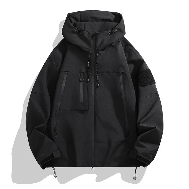 Damen wetterfeste Outdoor-Jacke mit praktischen Taschen und verstellbarer Kapuze