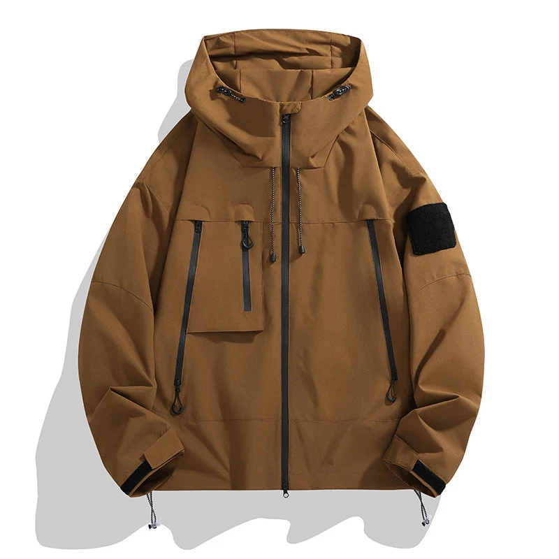 Damen wetterfeste Outdoor-Jacke mit praktischen Taschen und verstellbarer Kapuze