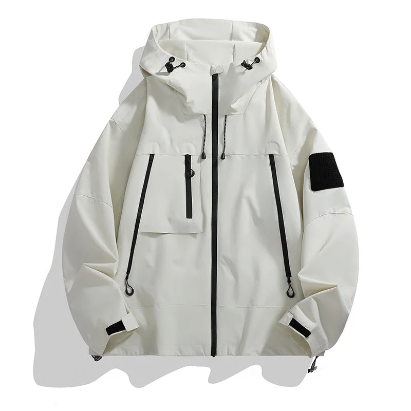 Damen wetterfeste Outdoor-Jacke mit praktischen Taschen und verstellbarer Kapuze