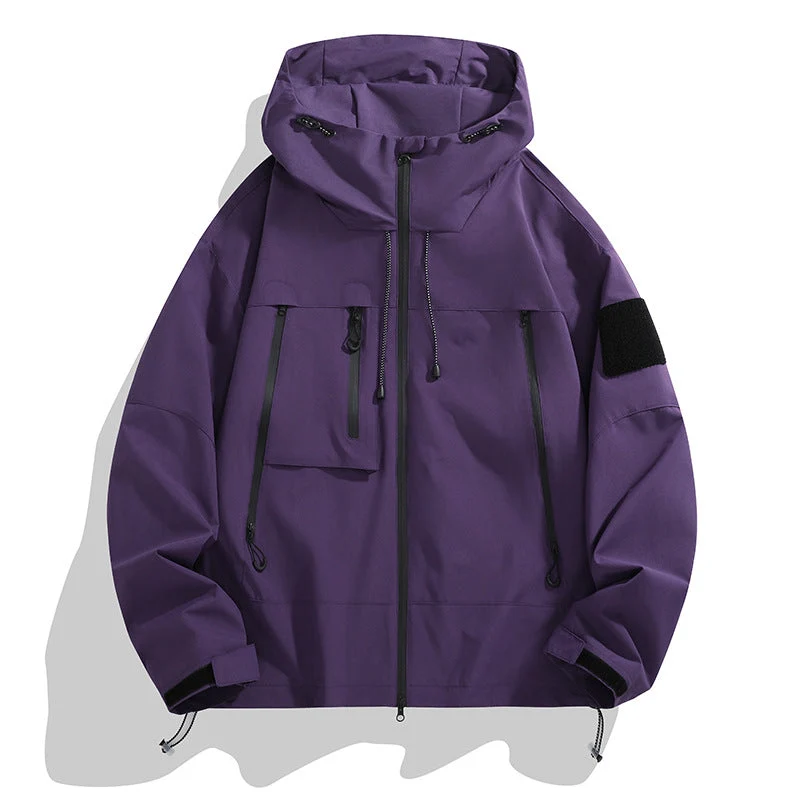 Damen wetterfeste Outdoor-Jacke mit praktischen Taschen und verstellbarer Kapuze