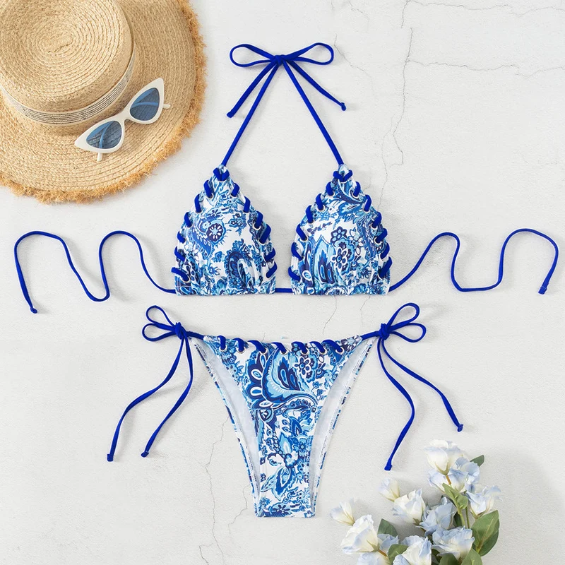 Damen Triangel-Bikini mit verspieltem Schnürdesign Nord Taschen
