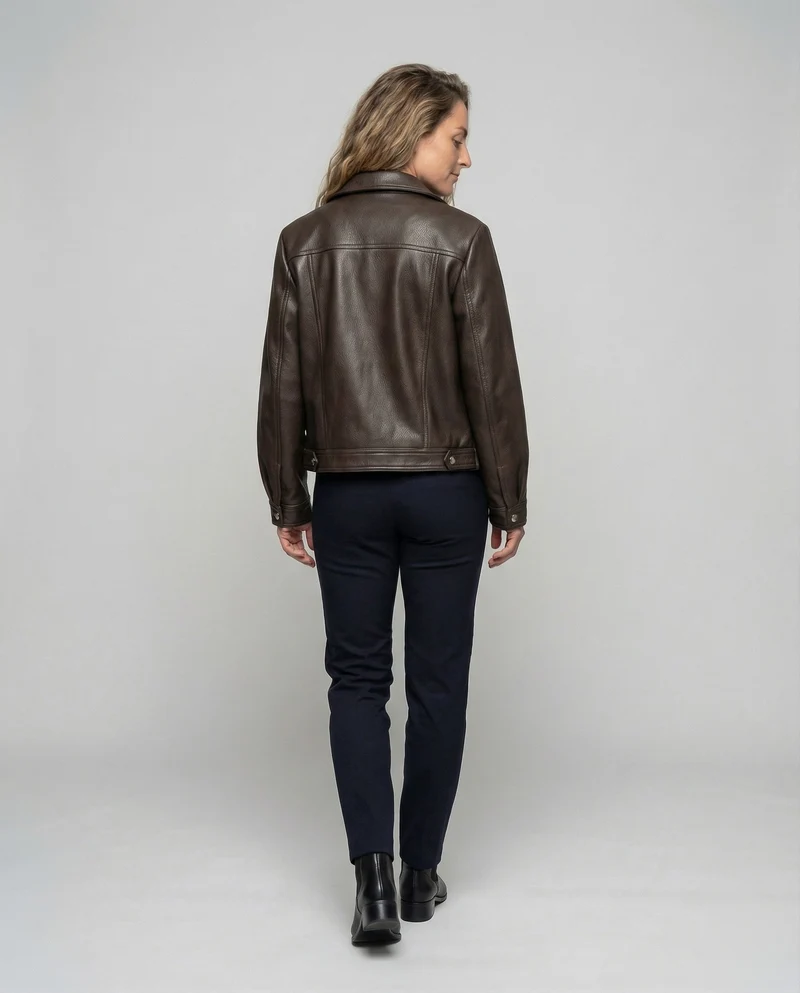 Damen Oversize Kunstleder Bikerjacke Gürtel