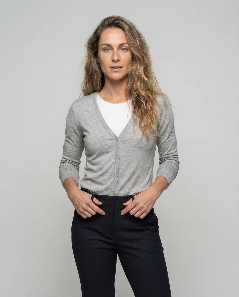Damen Feinstrickjacke Tiefer V-Ausschnitt