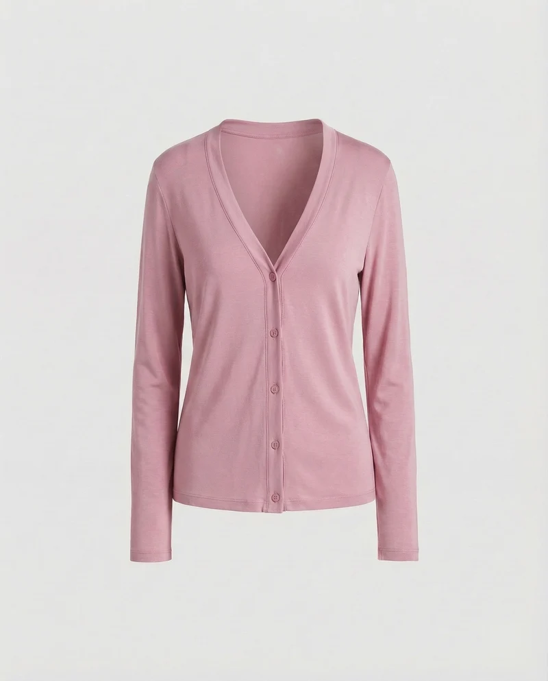 Damen Feinstrickjacke Tiefer V-Ausschnitt