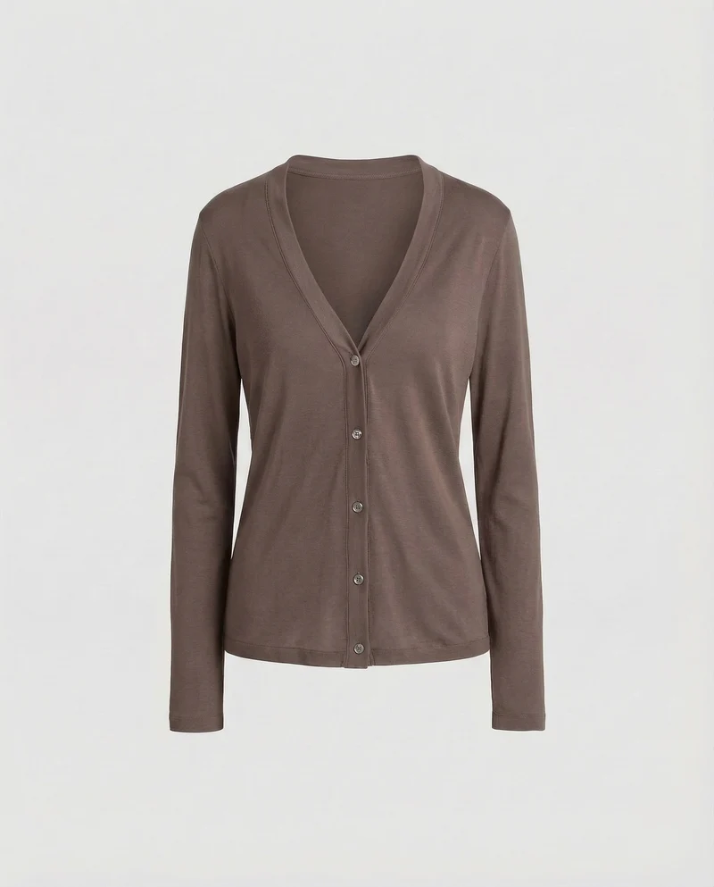 Damen Feinstrickjacke Tiefer V-Ausschnitt