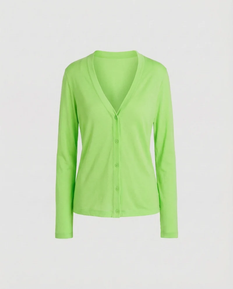 Damen Feinstrickjacke Tiefer V-Ausschnitt