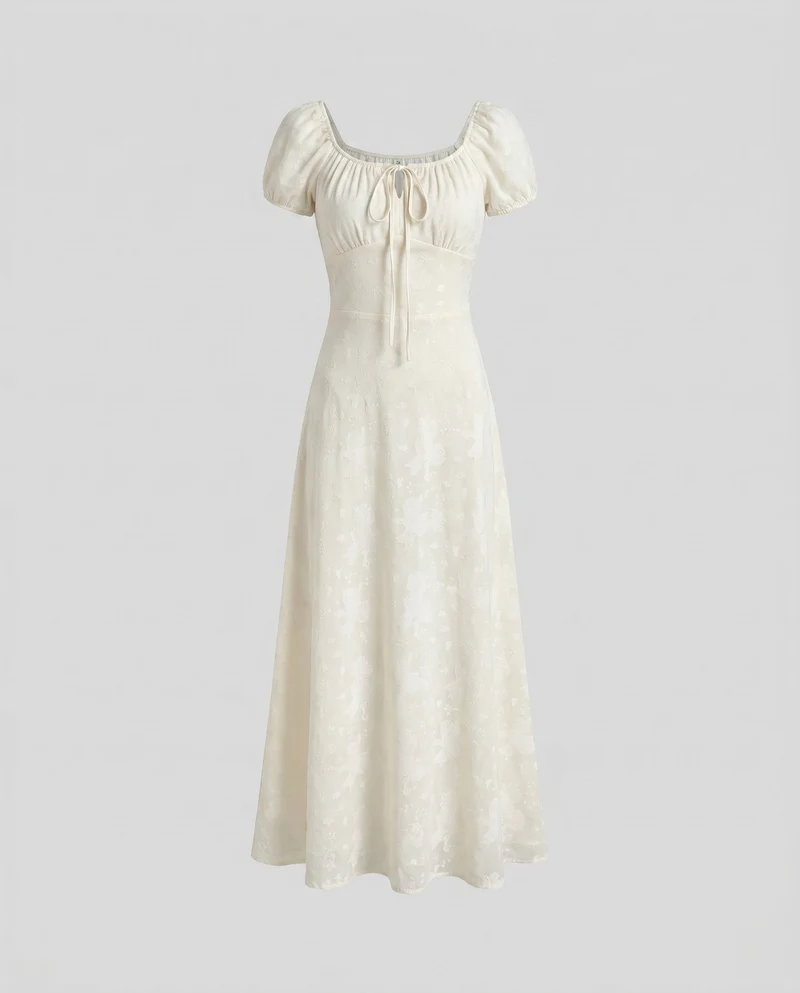 Damen Maxikleid mit tailliertem Oberteil und bezaubernden Puffärmeln