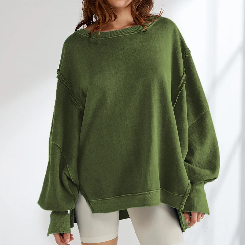 Damen Oversized Sweatshirt mit kreativem Saumdesign