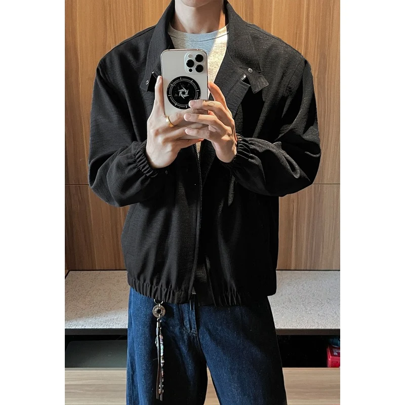 Herren Leichte Zipjacke mit Stehkragen, elastischen Bündchen und melierter Struktur Nord Taschen