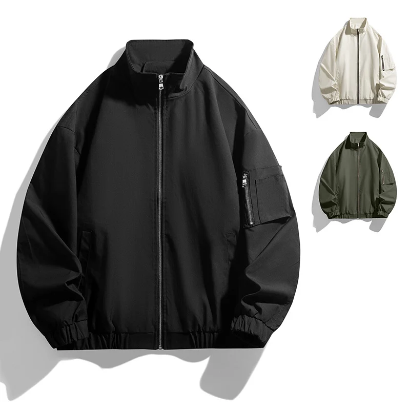 Herren Leichte Utility-Zipjacke mit Stehkragen, Ärmeltasche und elastischem Saum Nord Taschen