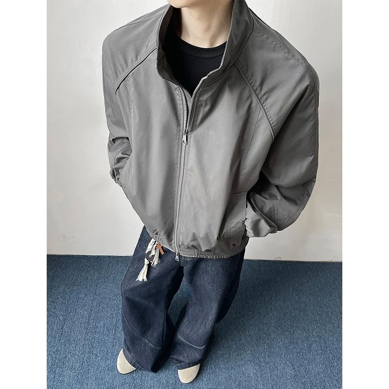 Herren Leichte Utility-Trainingsjacke mit Stehkragen, Zwei-Wege-Reißverschluss und elastischem Bund Nord Taschen