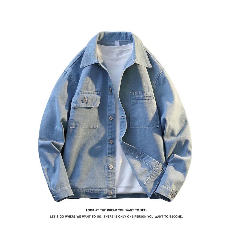Herren Leichte Overshirt-Jeansjacke mit Brusttaschen und geradem Schnitt Nord Taschen
