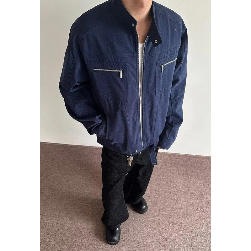 Herren Leichte Overshirt-Jacke mit Stehkragen und Reißverschlusstaschen Nord Taschen