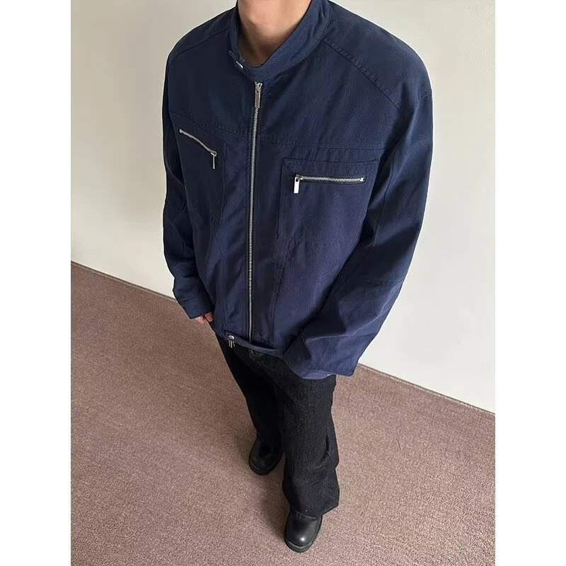 Herren Leichte Overshirt-Jacke mit Stehkragen und Reißverschlusstaschen Nord Taschen