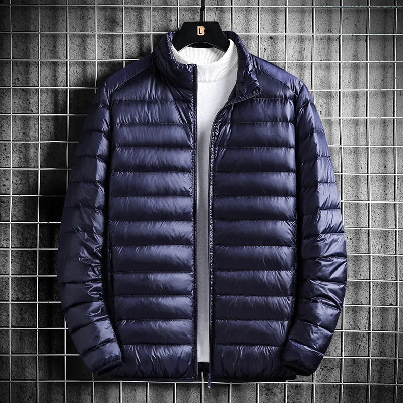 Herren Leichte gesteppte Wärmedämmende Steppjacke mit Stehkragen und Packfunktion Nord Taschen