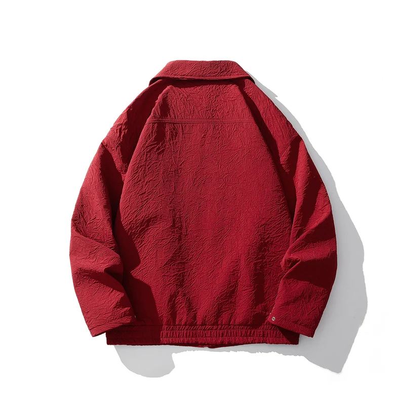 Herren Leichte Crinkle‑Textur Zipjacke mit Hemdkragen und elastischem Saum Nord Taschen