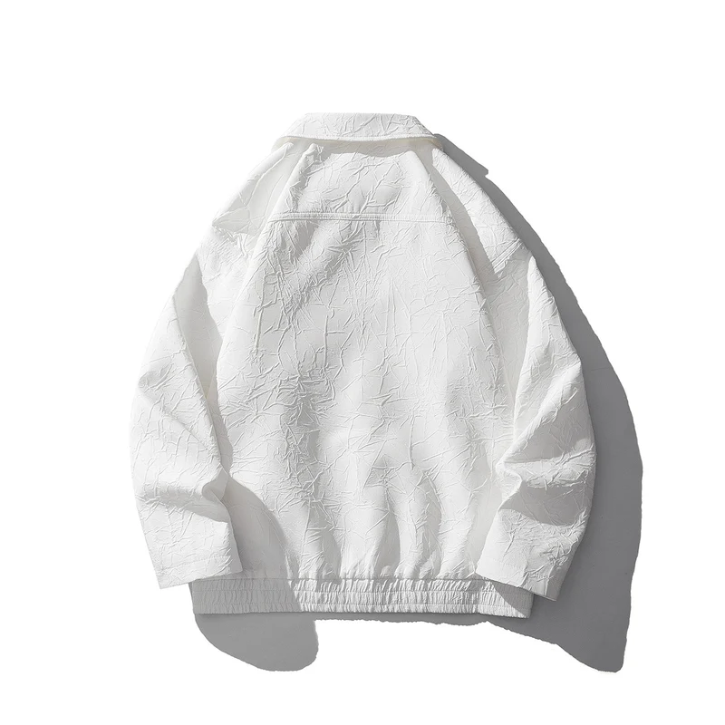 Herren Leichte Crinkle‑Textur Zipjacke mit Hemdkragen und elastischem Saum Nord Taschen