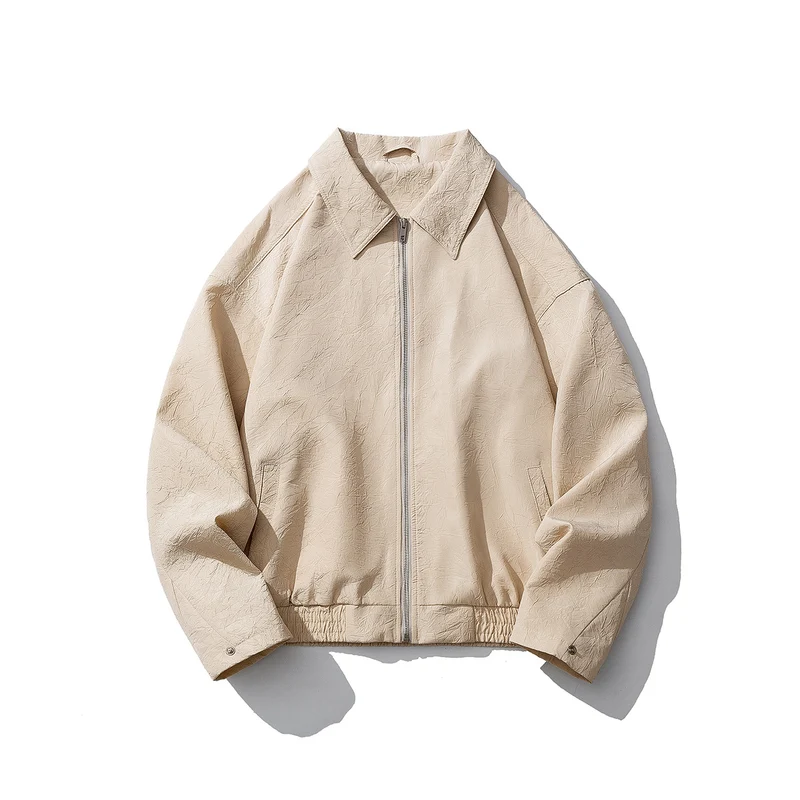 Herren Leichte Crinkle‑Textur Zipjacke mit Hemdkragen und elastischem Saum Nord Taschen