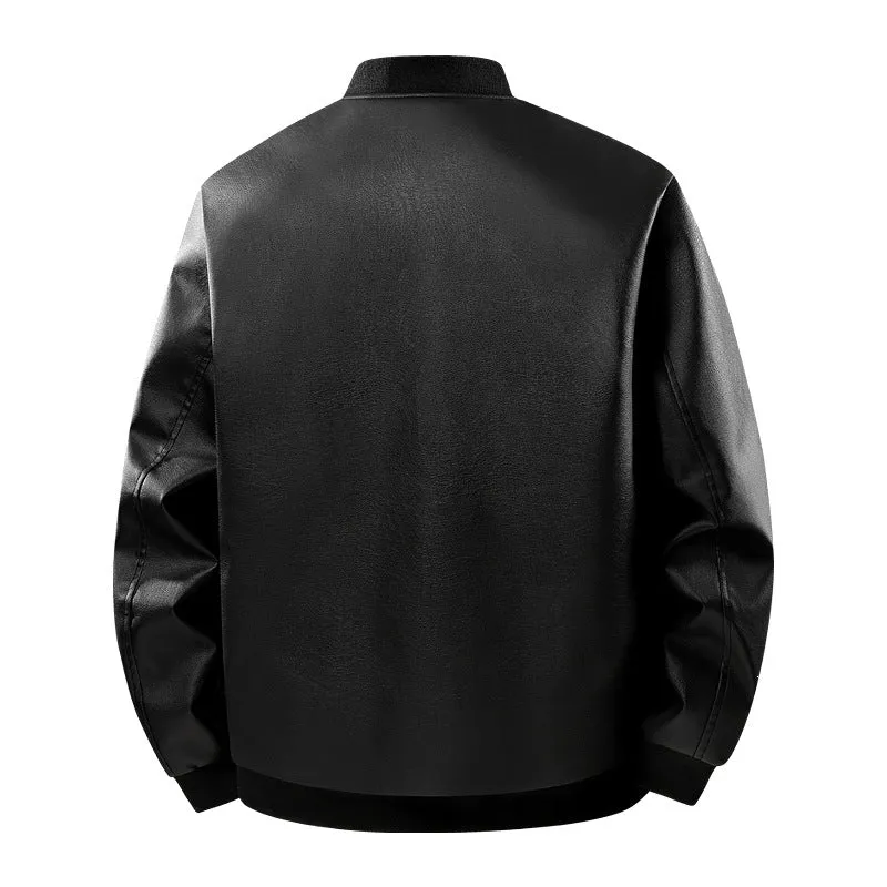 Herren Lederbomberjacke mit schmalem Stehkragen, verdecktem Reißverschluss und minimalistischen Ziernähten Nord Taschen