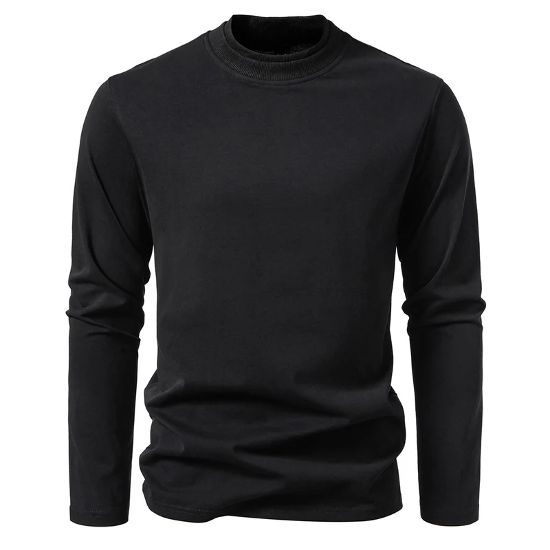 Herren Langes Feinstrick-Shirt mit Mockneck, geripptem Kragen und schlanker Silhouette Nord Taschen