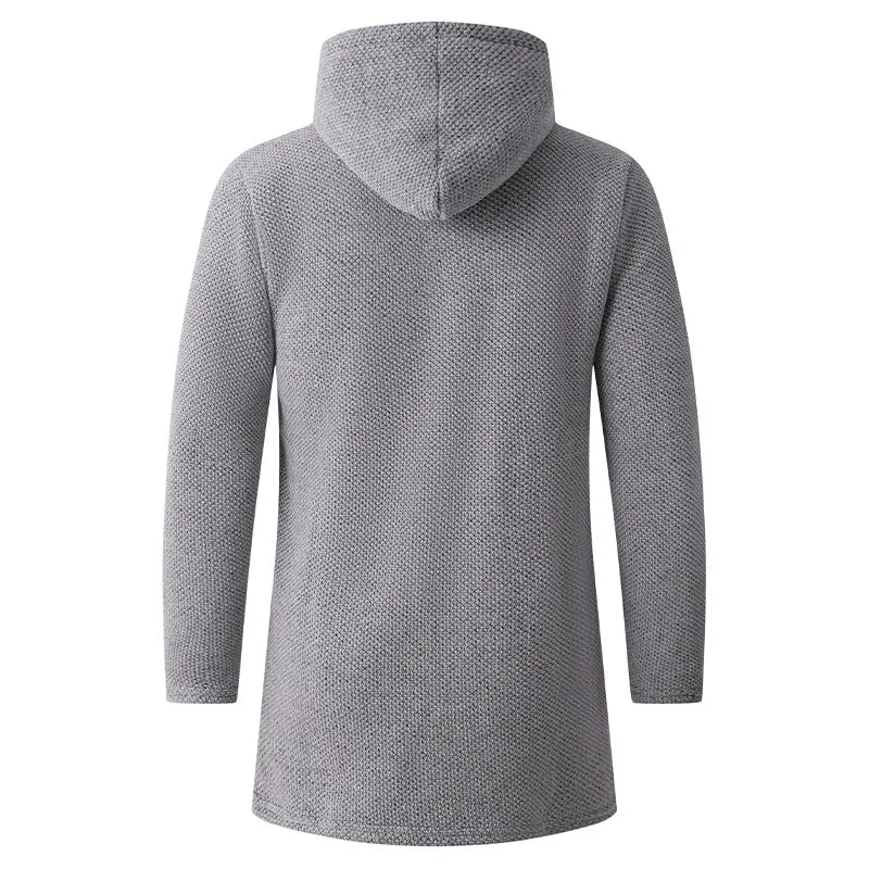 Herren Langer Strick‑Kapuzencardigan mit Teddyfutter und durchgehendem Reißverschluss Nord Taschen