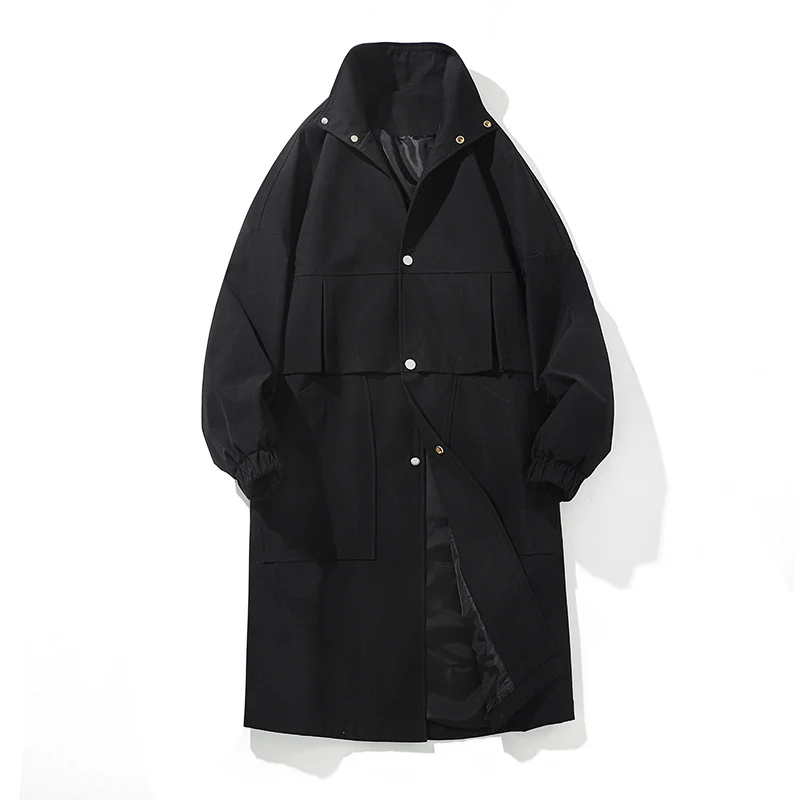 Herren Langer Oversize Utility Mantel mit zweistufiger Front, Druckknopfverschluss und großen Pattentaschen Nord Taschen