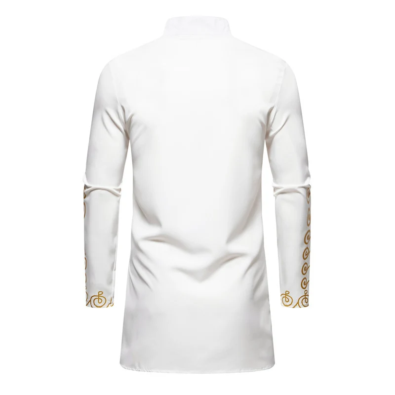 Herren Lange Tunika mit Stehkragen und goldverziertem Ornament Nord Taschen