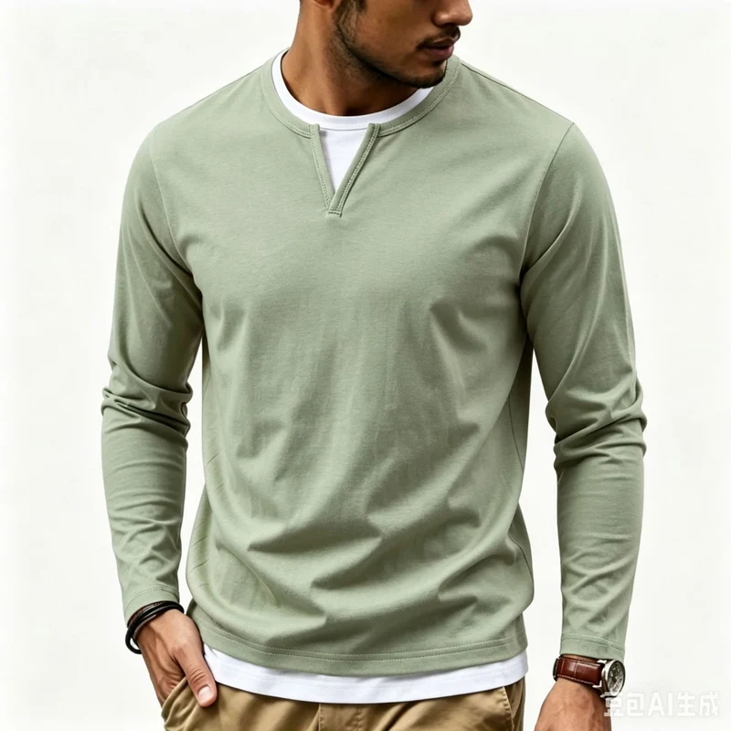 Herren Langarmshirt mit Schlitzkragen und schmaler Komfort-Passform Nord Taschen