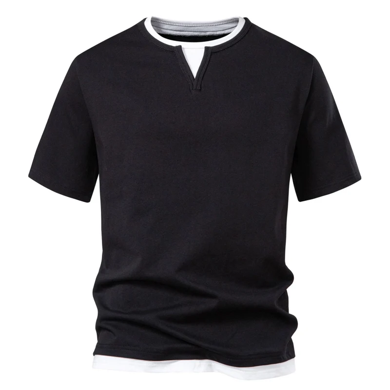 Herren Langarmshirt mit Lagen-Look und markantem Schlitzkragen Nord Taschen