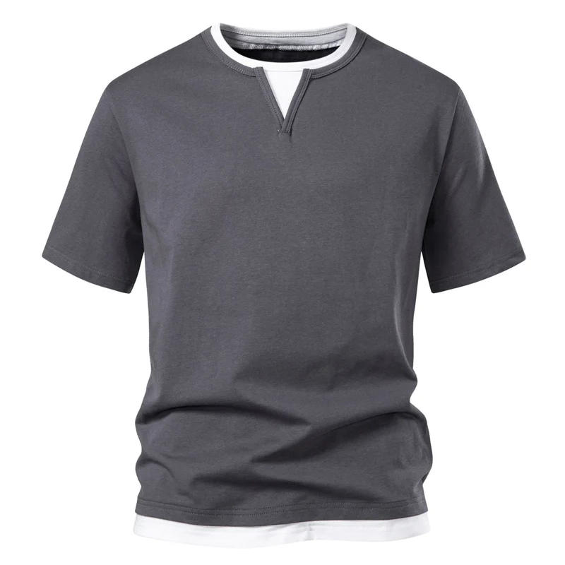 Herren Langarmshirt mit Lagen-Look und markantem Schlitzkragen Nord Taschen