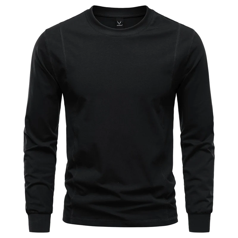 Herren Langarmshirt aus Stretch-Baumwollmix mit Rundhals und Flachnähten Nord Taschen