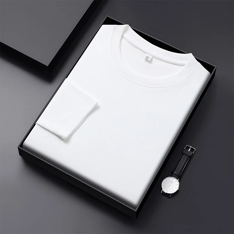 Herren Langarmshirt aus Premium-Baumwollmix mit Rundhalsausschnitt und feiner Rippstruktur Nord Taschen