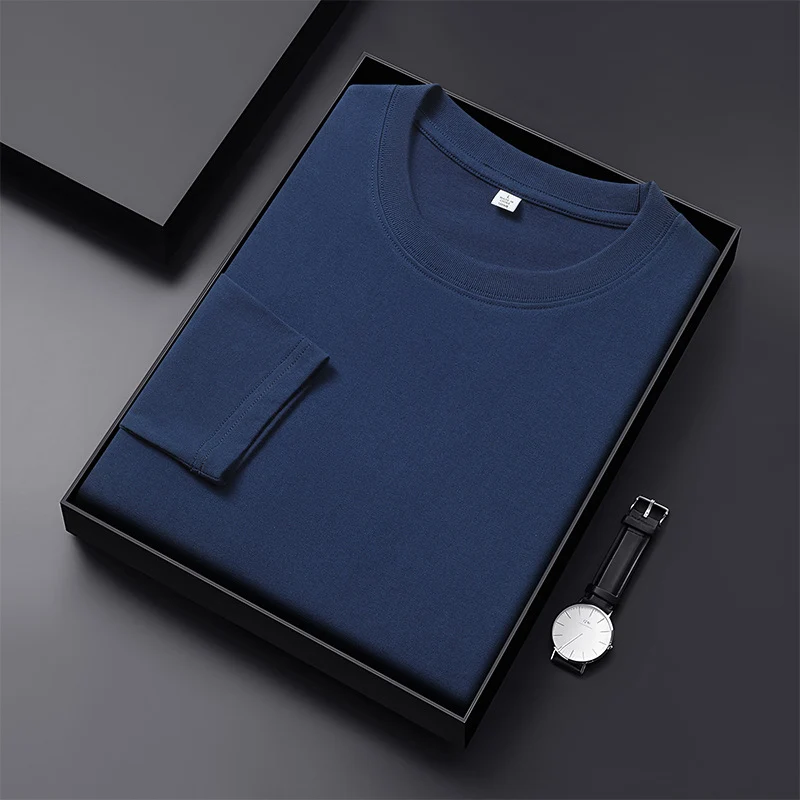 Herren Langarmshirt aus Premium-Baumwollmix mit Rundhalsausschnitt und feiner Rippstruktur Nord Taschen