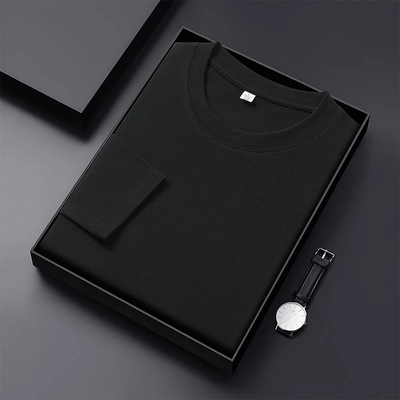 Herren Langarmshirt aus Premium-Baumwollmix mit Rundhalsausschnitt und feiner Rippstruktur Nord Taschen