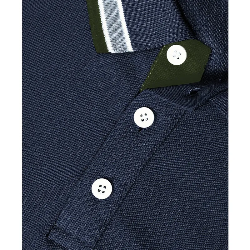 Herren Langarm-Polohemd mit Kontrastkragen und gerippten Bündchen Nord Taschen