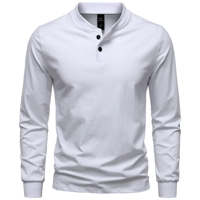 Herren Langarm-Henleyshirt mit Stehkragen und zweifacher Knopfleiste, Slim Fit, Baumwoll-Mix Nord Taschen