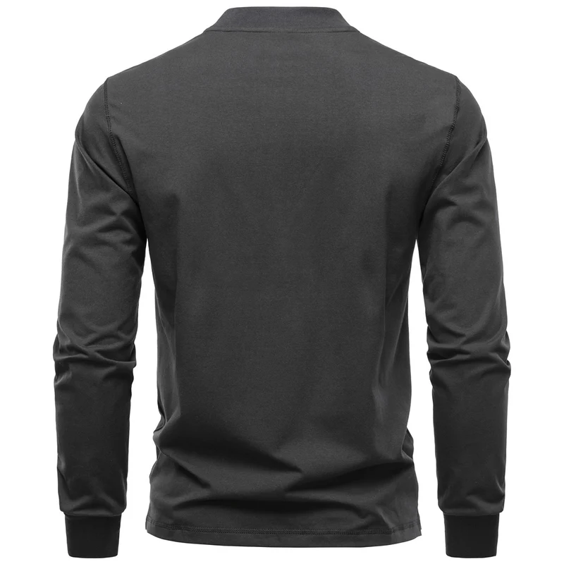 Herren Langarm-Henleyshirt mit Stehkragen und zweifacher Knopfleiste, Slim Fit, Baumwoll-Mix Nord Taschen